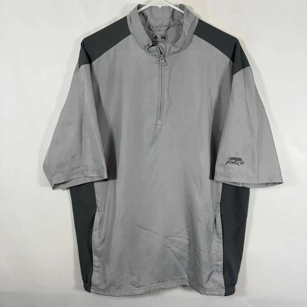 Adidas Golf 1/4 Zip Short Sleeve Windbreaker Jacket Mens Medium Gray Pohlcat